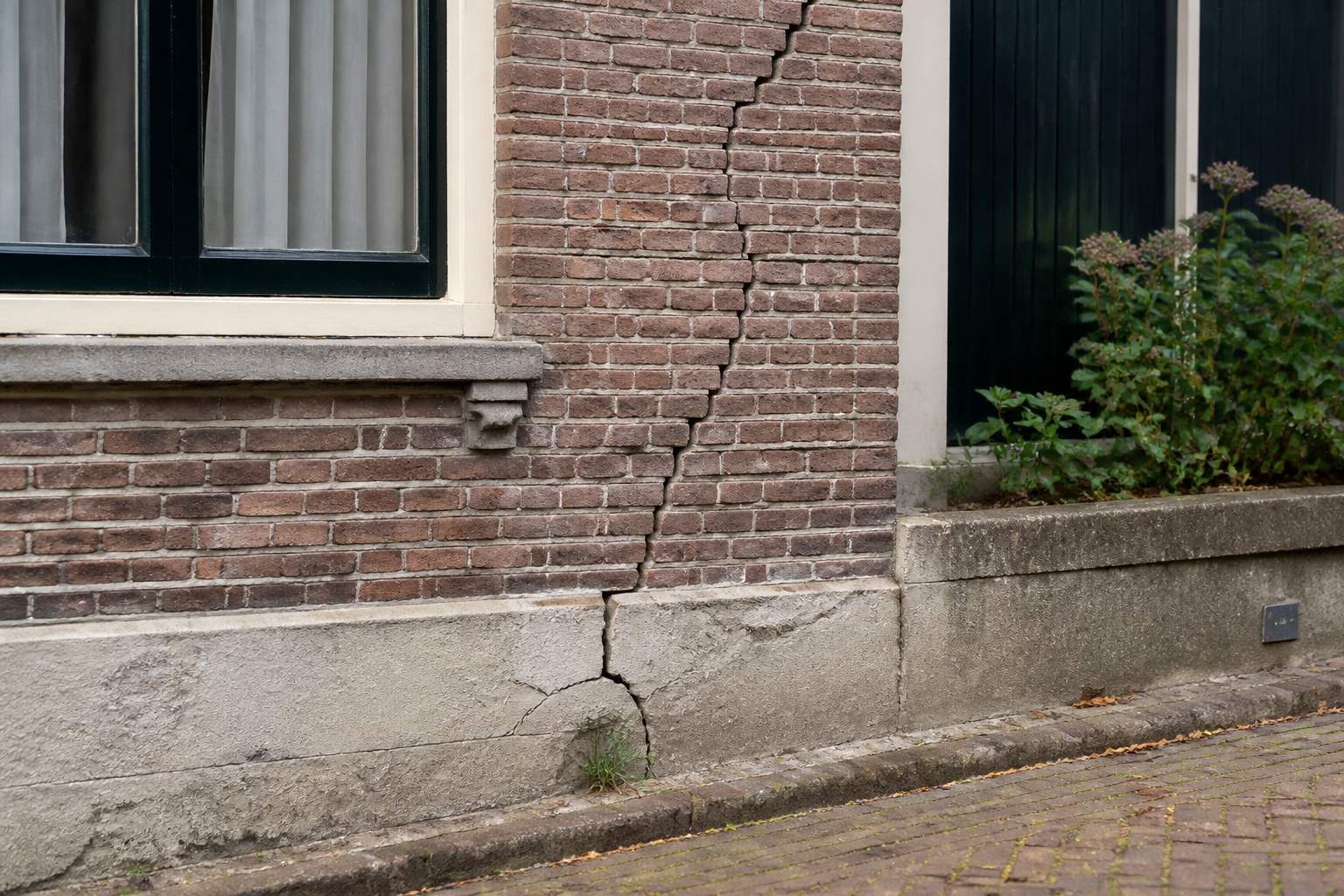Scheurvorming herkennen die duidt op funderingsproblemen — funderingsonderzoek door Corestruct